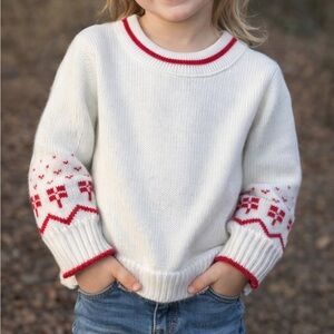 Vintage Cozy Cream and Red Kids Sweater Sz 18 months